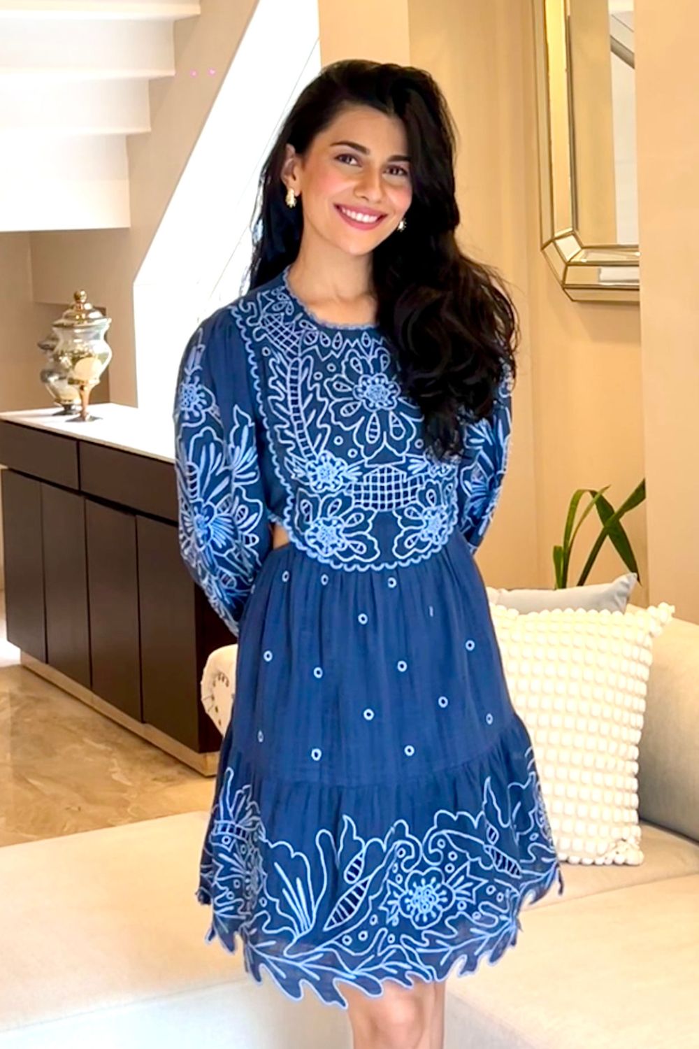 Hannah Blue Embroidered Dress