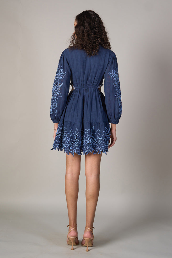 Hannah Blue Embroidered Dress