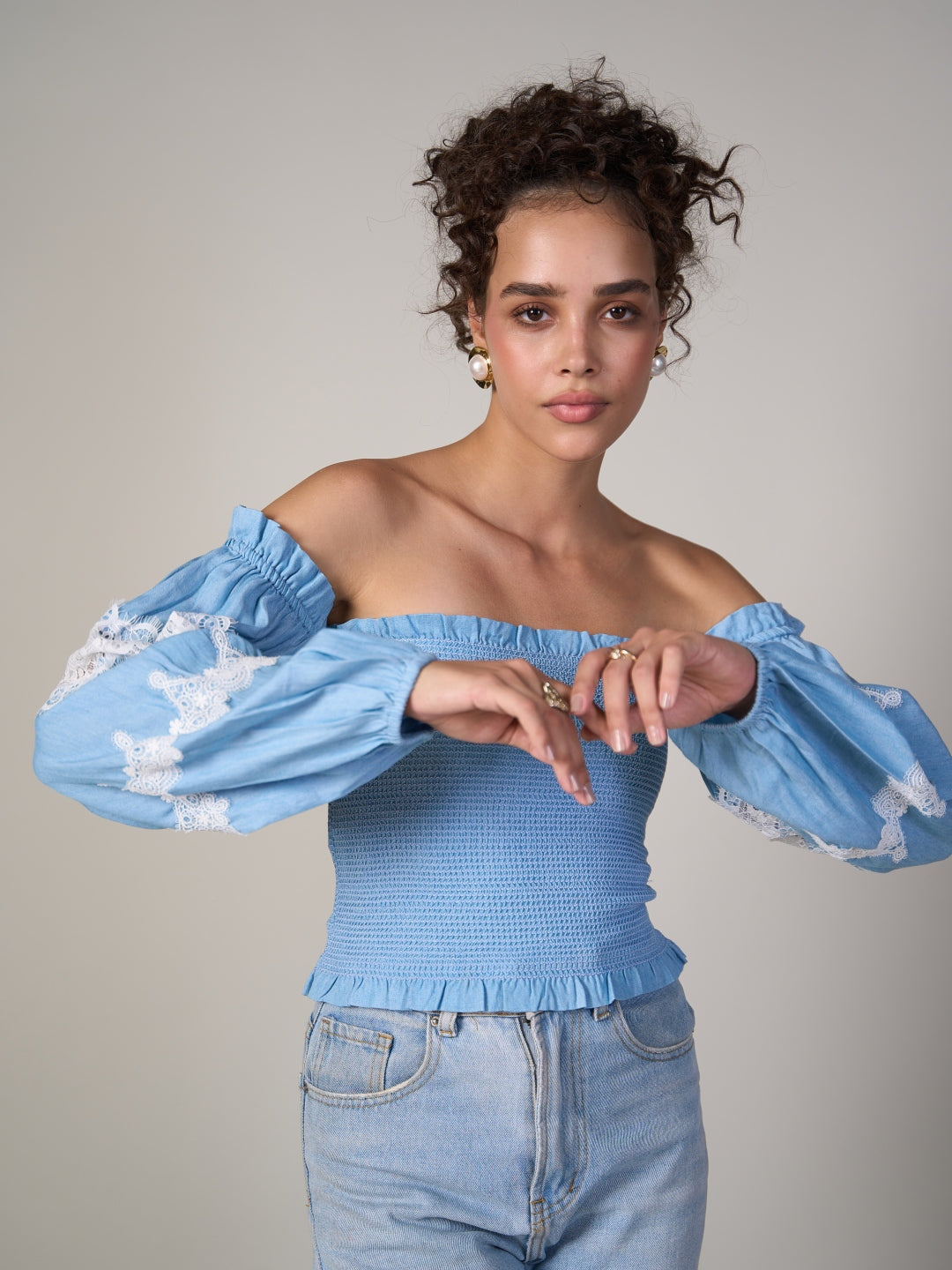 Blue Bishop Sleeve Top