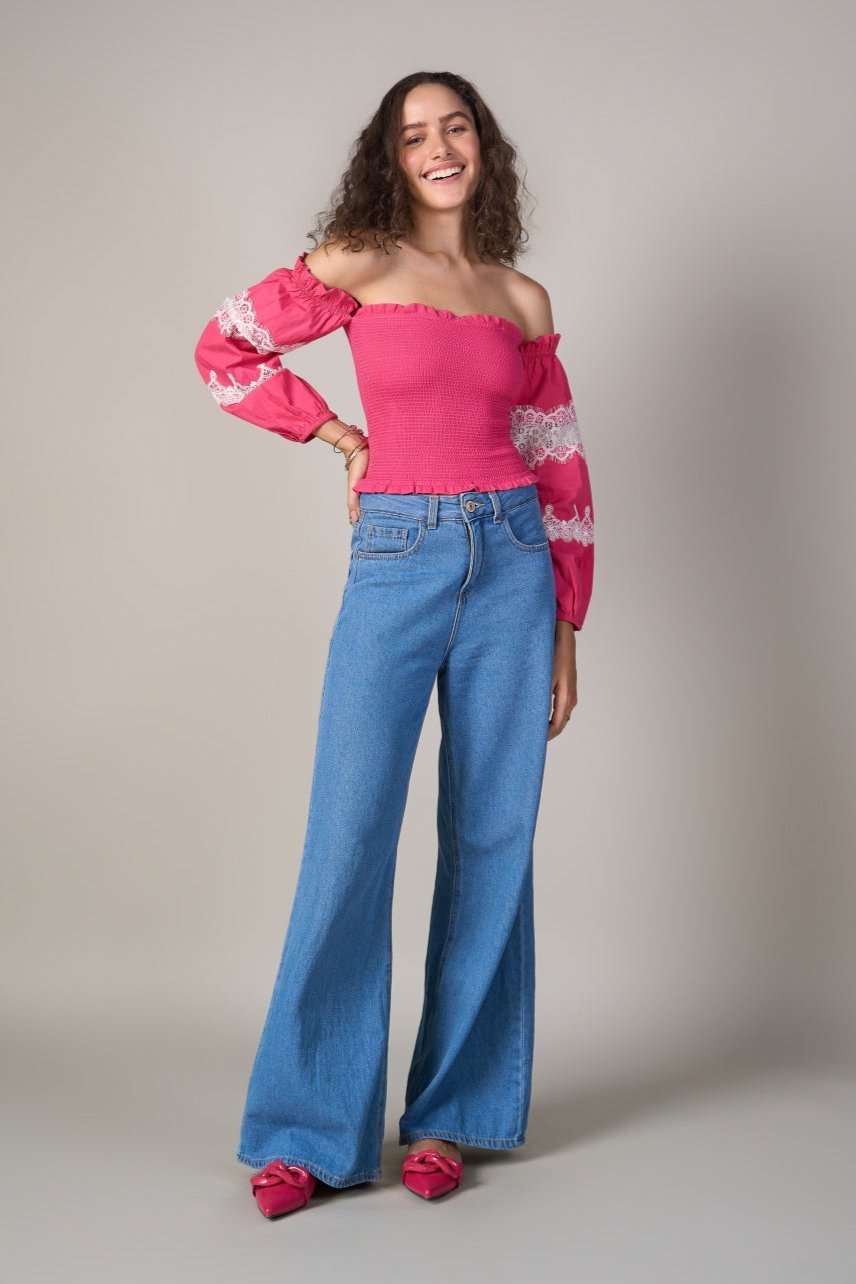 Pink Bishop Sleeve Top